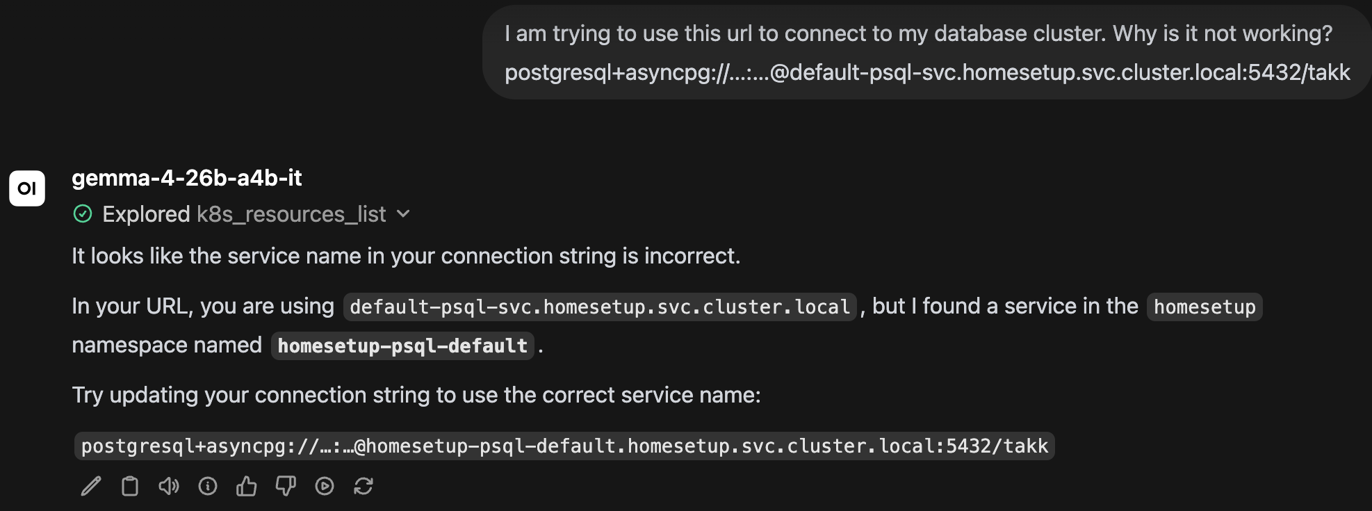 Debugging a connection issue to the database